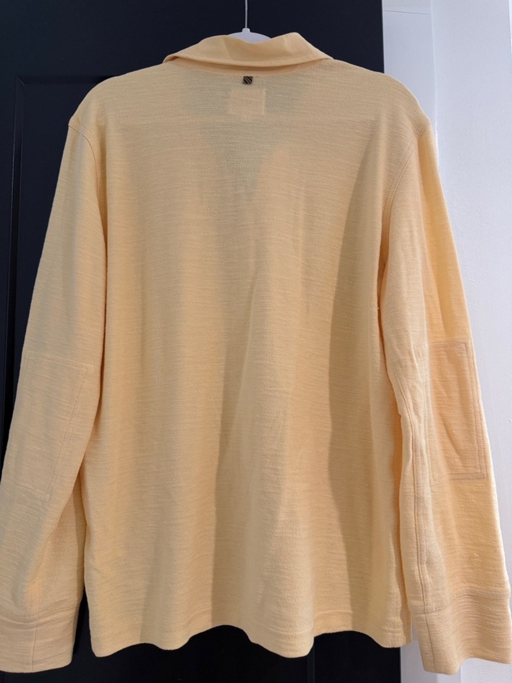 Billy Reid Men's Long-Sleeve Polo in Pale Yellow - Picture 5 of 5